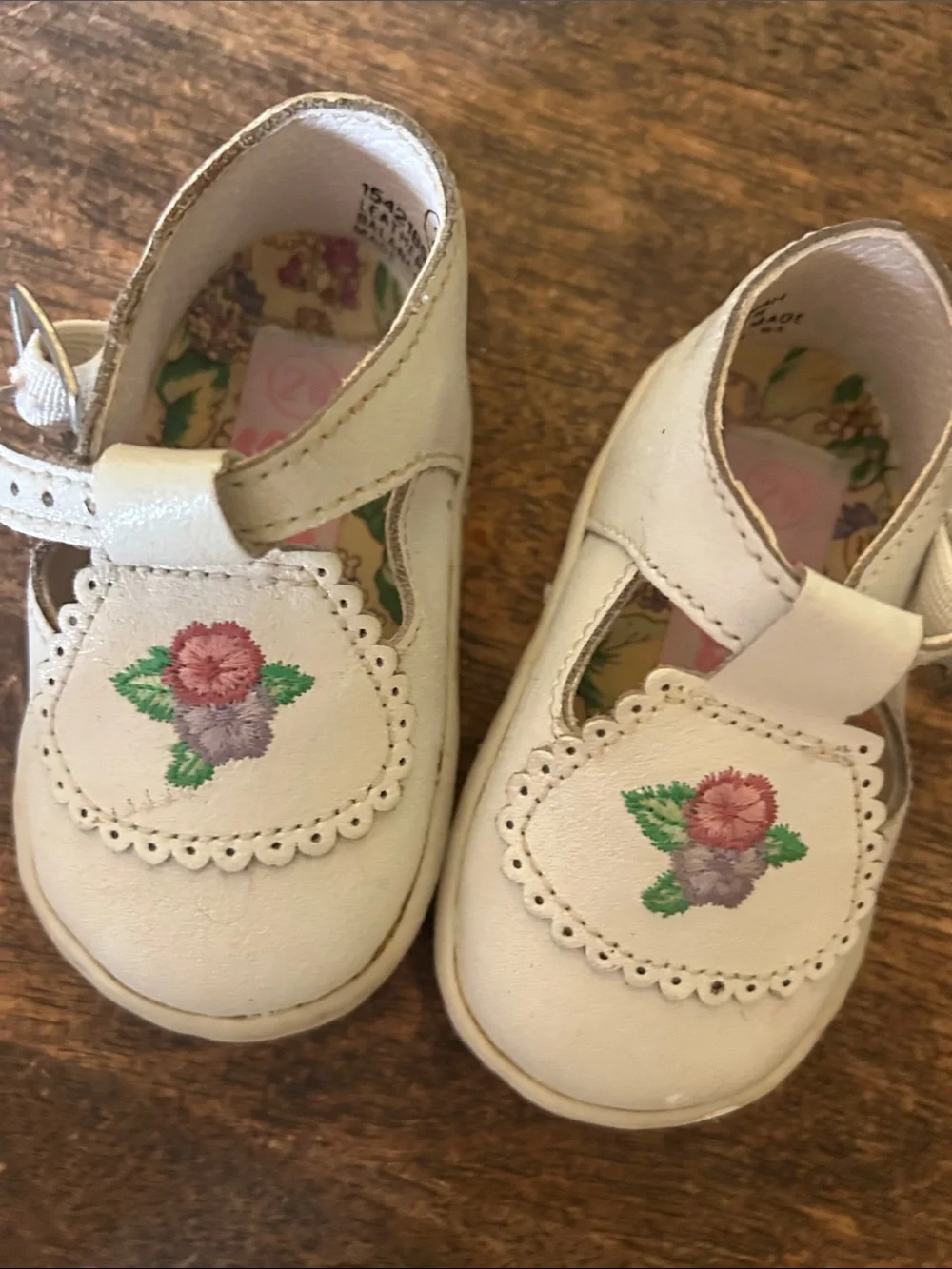 Baby Cream Floral Embroidered Mary Jane Walkers